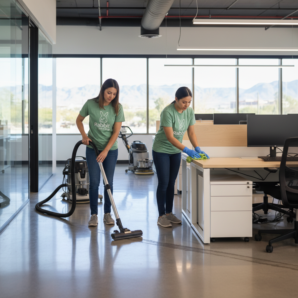 Rabbit Cleaning team cleaning a professional office space