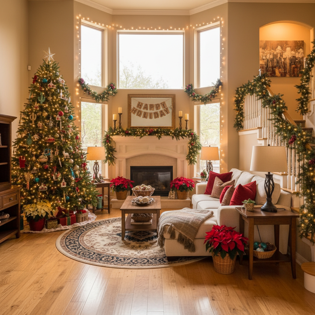 Holiday-ready clean home with festive decorations